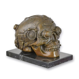 Industrieel Mysterie Bronzen Steampunk Sculptuur van een Schedel