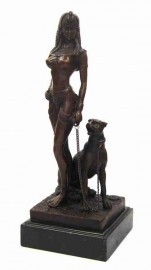 Bronzen Cleopatra met panter