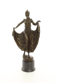 art deco bronzen beeld van een danseres