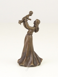 Een bronzen tafelbel jonge vrouw met kind