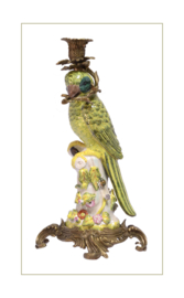 Porseleinen papegaai kandelaar met brons