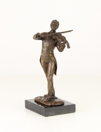 Klassiek Bronzen beeld vioolspeler.