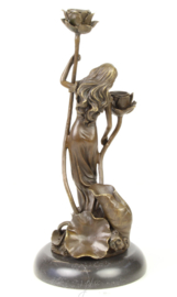 Bronzen Art Nouveau Kandelaar -
