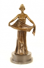 Bronzen beeld van ART NOUVEAU vrouw