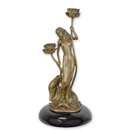 Bronzen Art Nouveau Kandelaar -