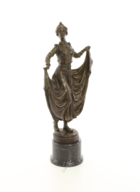 art deco bronzen beeld van een danseres