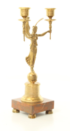 Twee Licht Verguld Bronzen Kandelaren