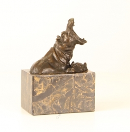 Bronzen  beeld van badende nijlpaarden