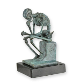 Bronzen Beeld van de Skeletdenker - Oud Groen