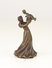 Een bronzen tafelbel jonge vrouw met kind