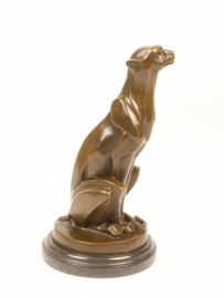 Bronzen beeld  van zittende cheetah