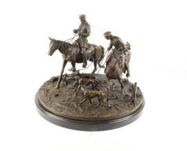 Bronzen beeld van twee Kozakken te paard