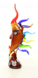 EEN ABSTRACT GLASSCULPTUUR VAN MURANO VAN EEN ZONNEKOP