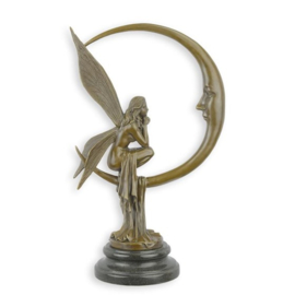 Bronzen Beeld van de Maanfee - Magische Elegantie en Tijdloze Schoonheid