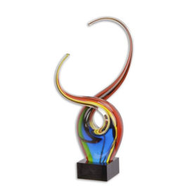 EEN ABSTRACTE GLASSCULPTUUR IN DE STIJL VAN MURANO