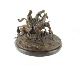 Bronzen beeld van twee Kozakken te paard