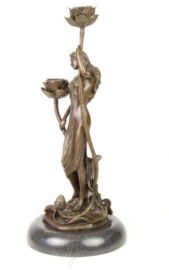 Bronzen Art Nouveau Kandelaar -