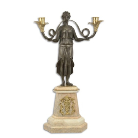 Bronzen twee armig kandelaar