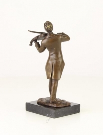 Klassiek Bronzen beeld vioolspeler.