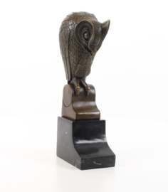 Bronzen art Deco beeld van een uil