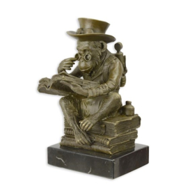prachtige bronzen Steampunk sculptuur van de filosoof Darwin aap.