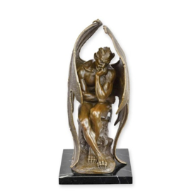 Mystieke Diepgang Bronzen Beeld van Peinzende Satan
