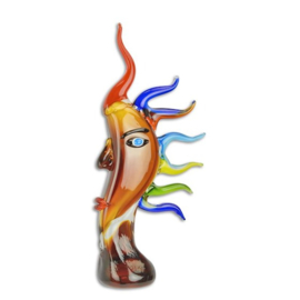 EEN ABSTRACT GLASSCULPTUUR VAN MURANO VAN EEN ZONNEKOP