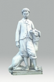 standbeeld man met hond