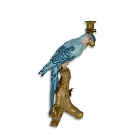 Bronzen porselein papegaai kandelaar