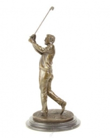 Fraaie bronzen beeld van een golfer.