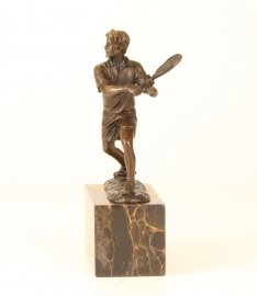 Bronzen  beeld van tennisspeler