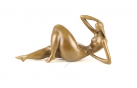 Bronzen beeld Abstracte moderne jonge naakte vrouw