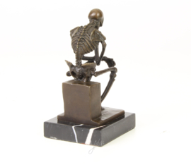 Bronzen skelet denker naar Rodin (klein)