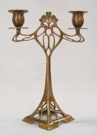 2 arms art nouveau kandelaar