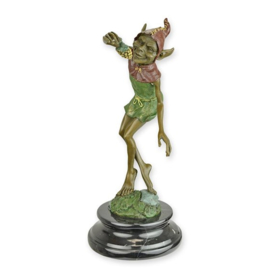 Bronzen Sculptuur van een Kobold die Druiven Eet