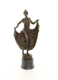 art deco bronzen beeld van een danseres