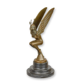 Brons Art Deco Gevleugelde Vrouw Auto Mascotte