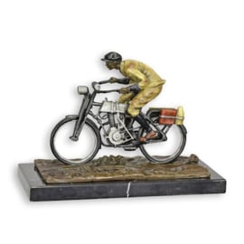 Bronzen Beeld van een Man op een Fiets