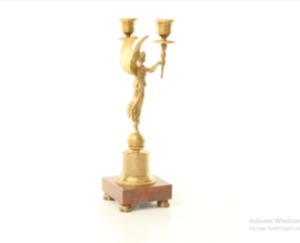 Twee Licht Verguld Bronzen Kandelaren