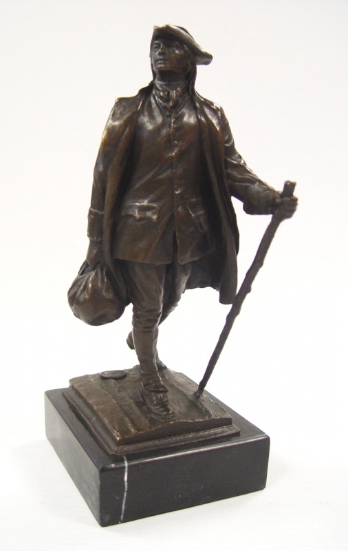Bronzen beeld van de jeugdige Franklin