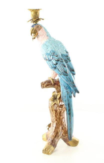 Bronzen porselein papegaai | Kandelaars | Bronzen Beelden Tomschoice