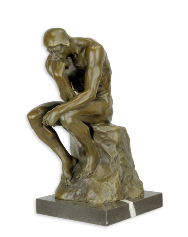 Bronzen beeld klein de denker De Denker is een bronzen beeldhouwwerk van de Franse beeldhouwer Auguste Rodin.