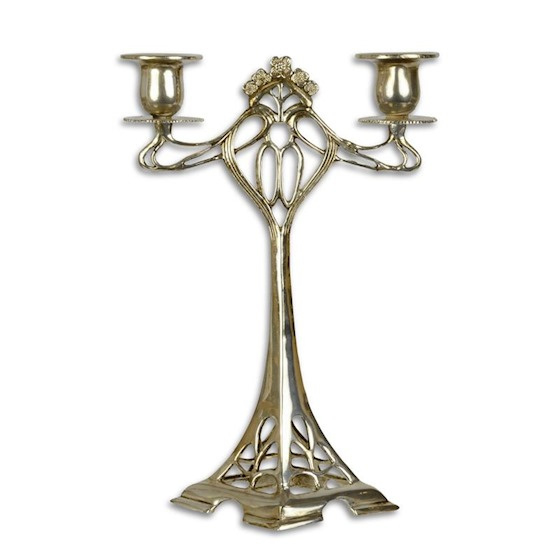 Berri Uitbreiden ring 2 arms art nouveau kandelaar verzilverd | Kandelaars | Bronzen Beelden  Discounter Tomschoice