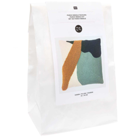 Rico Design Punch Needle Kit - Pillow - Mustard/ Green