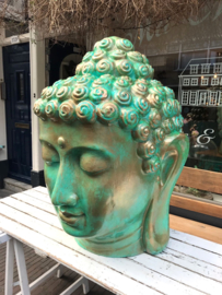Groot buddha hoofd turquoise goud
