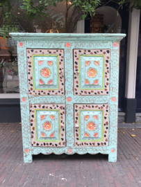 Hand-painted turquoise cabinet