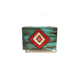 Wooden hand-painted chest