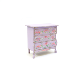 Cabinet lila with hand-painted flowers