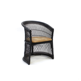 Rotan seat in black with leather seat