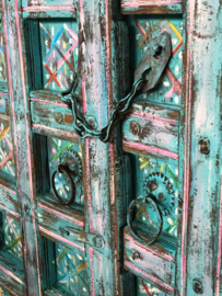Handgeschilderd turquoise dressoir